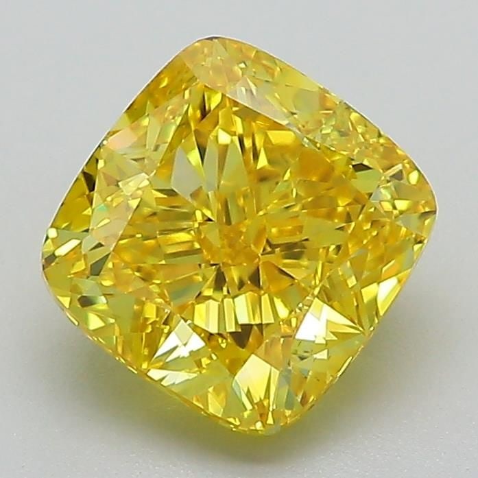 Loose Diamond - CUSHION MODIFIED 2.15ct Fancy Vivid Yellow VS1: Loose Diamond - CUSHION MODIFIED 2.15ct Fancy Vivid Yellow VS1 Source: This is a real non-mined Diamond that has been grown in a lab Shape: CUSHION MODIFIED Carats: 2.15 Color: Fancy Vivid Yellow Cert