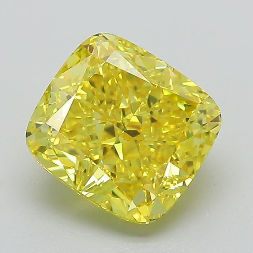 Loose Diamond - CUSHION MODIFIED 2.6ct Fancy Vivid Yellow VS1: Loose Diamond - CUSHION MODIFIED 2.6ct Fancy Vivid Yellow VS1 Source: This is a real non-mined Diamond that has been grown in a lab Shape: CUSHION MODIFIED Carats: 2.6 Color: Fancy Vivid Yellow Certif