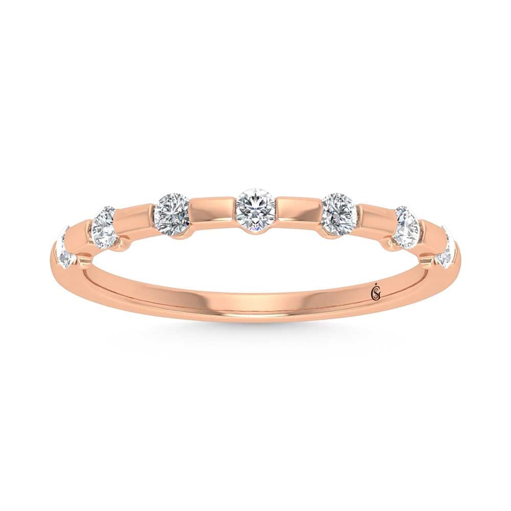 14K Rose Gold Lab Grown Diamond 1/4 Ct.Tw. Stackable Band: 14K Rose Gold Lab Grown Diamond 1/4 Ct.Tw. Stackable Band 14k Rose Gold Stone Color: G-h Stone Clarity: Si Each ring is presented in standard size 6.5. Complimentary resizing is available between size