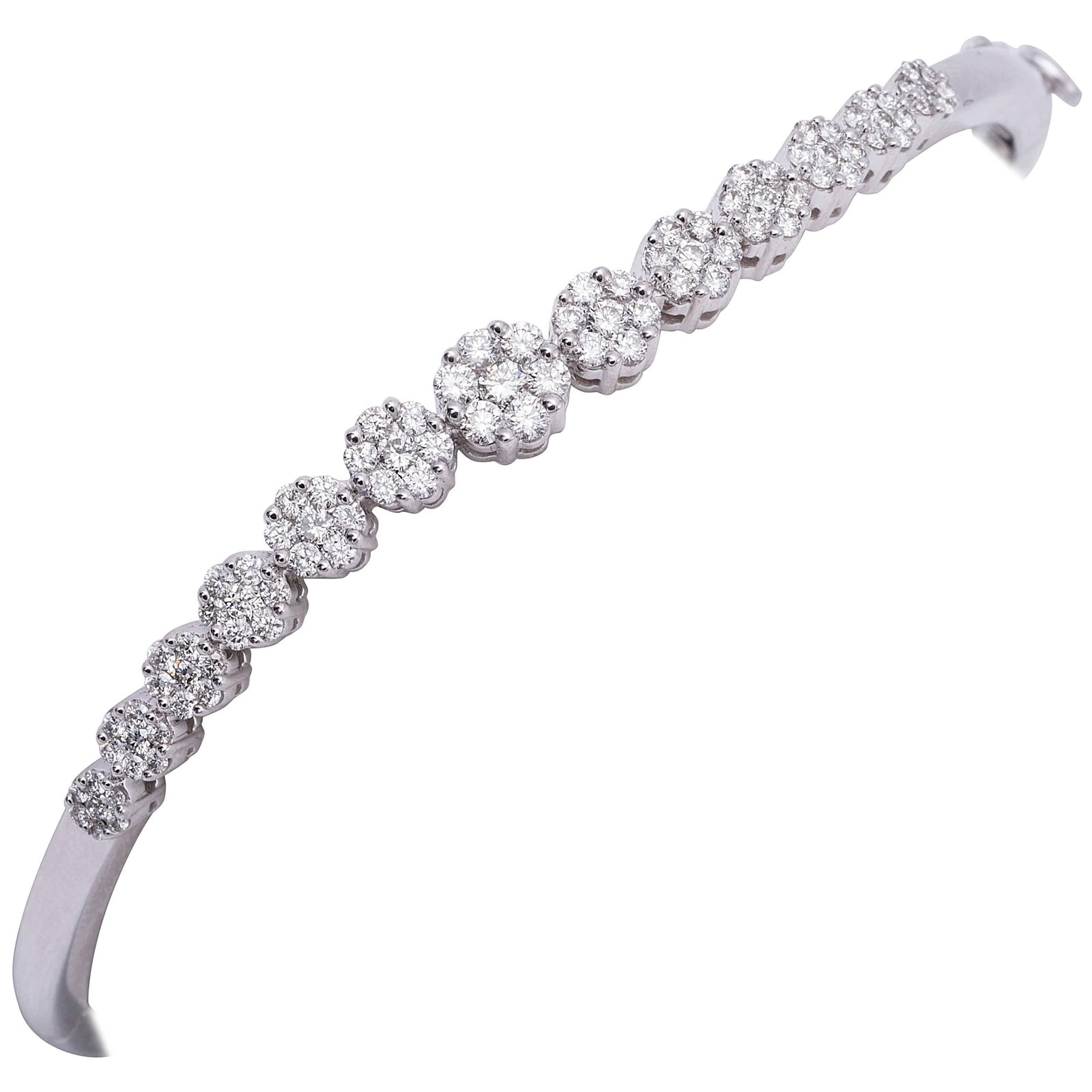 Harbor Diamonds Floral 1.25ct Diamond Bangle Bracelet in 14K White Gold: Harbor Diamonds Floral 1.25ct Diamond Bangle Bracelet in 14K White Gold This exquisite Floral Inspired Bangle Bracelet features a stunning cluster of diamonds set in 14K white gold. With a total diamo