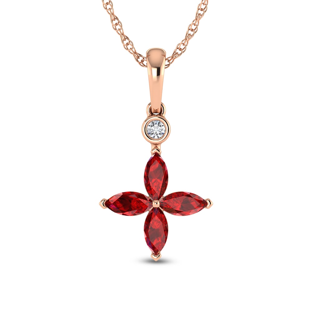 14K Rose Gold Diamond 1 1/4 Ct.Tw. & Ruby Fashion Pendant: 14K Rose Gold Diamond 1 1/4 Ct.Tw. & Ruby Fashion Pendant 14k Rose Gold Stone Color: G-h Stone Clarity: Si2 Unless otherwise specified, pendants that include a chain are paired with our standard 18-in