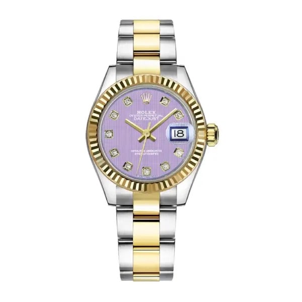Rolex Datejust Lady 279173 Lavender Diamond Dial Oyster Bracelet 2021 Card: Rolex Datejust Lady 279173 Lavender Diamond Dial Oyster Bracelet 2021 Card This Rolex Datejust Lady watch features a lavender diamond dial and a fluted bezel, paired with an Oyster bracelet. The timep