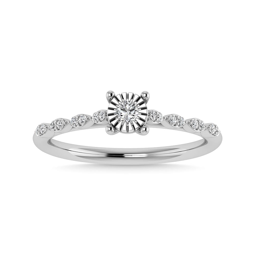 Diamond 1/5 Ct.Tw. Engagement Ring in 10K White Gold: Diamond 1/5 Ct.Tw. Engagement Ring in 10K White Gold 10k White Gold Stone Color: G-h Stone Clarity: I1 Each ring is presented in standard size 6.5. Complimentary resizing is available between sizes 51