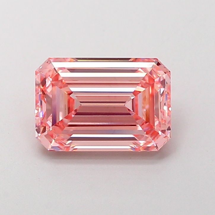 Loose Diamond - EMERALD 2.11ct Fancy Vivid Pink VVS2: Loose Diamond - EMERALD 2.11ct Fancy Vivid Pink VVS2 Source: This is a real non-mined Diamond that has been grown in a lab Shape: EMERALD Carats: 2.11 Color: Fancy Vivid Pink Certification: IGI Video: