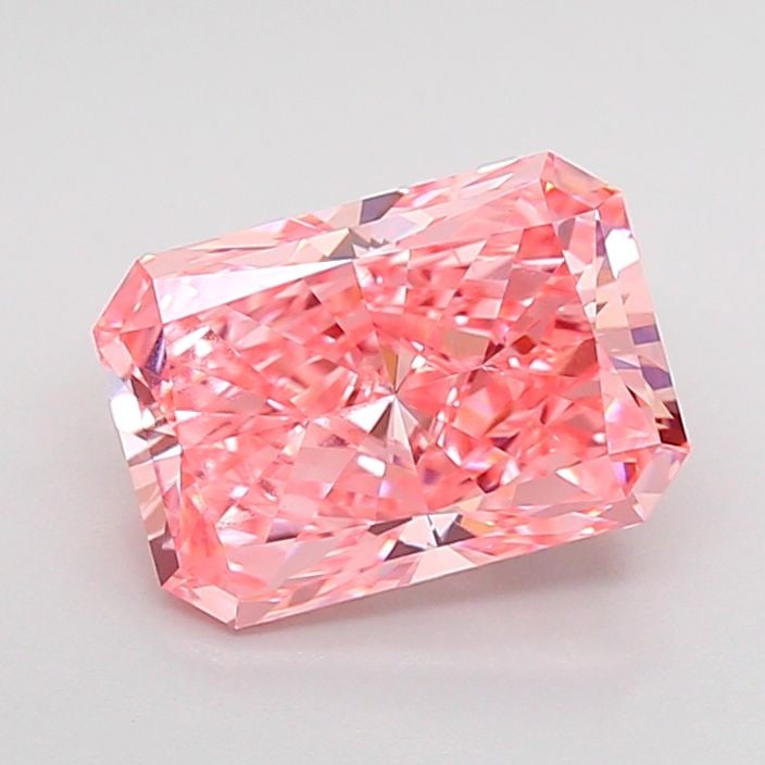 Loose Diamond - RADIANT 2.0ct Fancy Vivid Pink VS1: Loose Diamond - RADIANT 2.0ct Fancy Vivid Pink VS1 Source: This is a real non-mined Diamond that has been grown in a lab Shape: RADIANT Carats: 2.0 Color: Fancy Vivid Pink Certification: IGI Video: