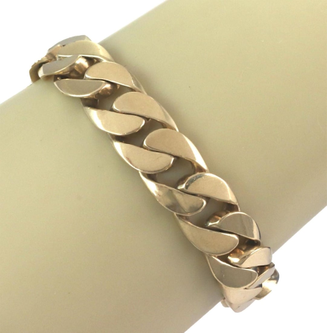 Vintage 14k Gold Cuban Chain Bracelet 9 Inch 13mm Wide: Vintage 14k Gold Cuban Chain Bracelet 9 Inch 13mm Wide This authentic Cuban link bracelet is crafted from solid 14k yellow gold and features bold, polished Cuban chain links. The bracelet measures app