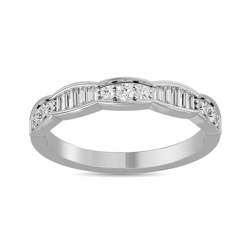 Diamond 1/3 Ct.tw Stack Band in 14K White Gold: Diamond 1/3 Ct.tw Stack Band in 14K White Gold 14k White Gold Stone Color: G-h Stone Clarity: I1 Each ring is presented in standard size 6.5. Complimentary resizing is available between sizes 510 (in