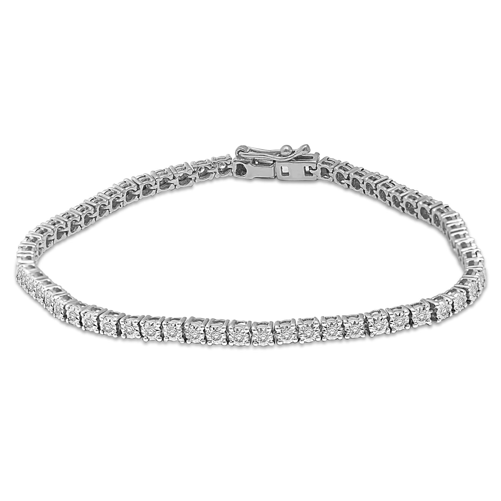 Diamond 5.25 Ct.Tw. Illusion Tennis Bracelet in 14K White Gold: Diamond 5.25 Ct.Tw. Illusion Tennis Bracelet in 14K White Gold 14k White Gold Stone Color: G-h Stone Clarity: I1 The Diamond Depot Guarantee: All items in this auction are guaranteed to be 100% authen