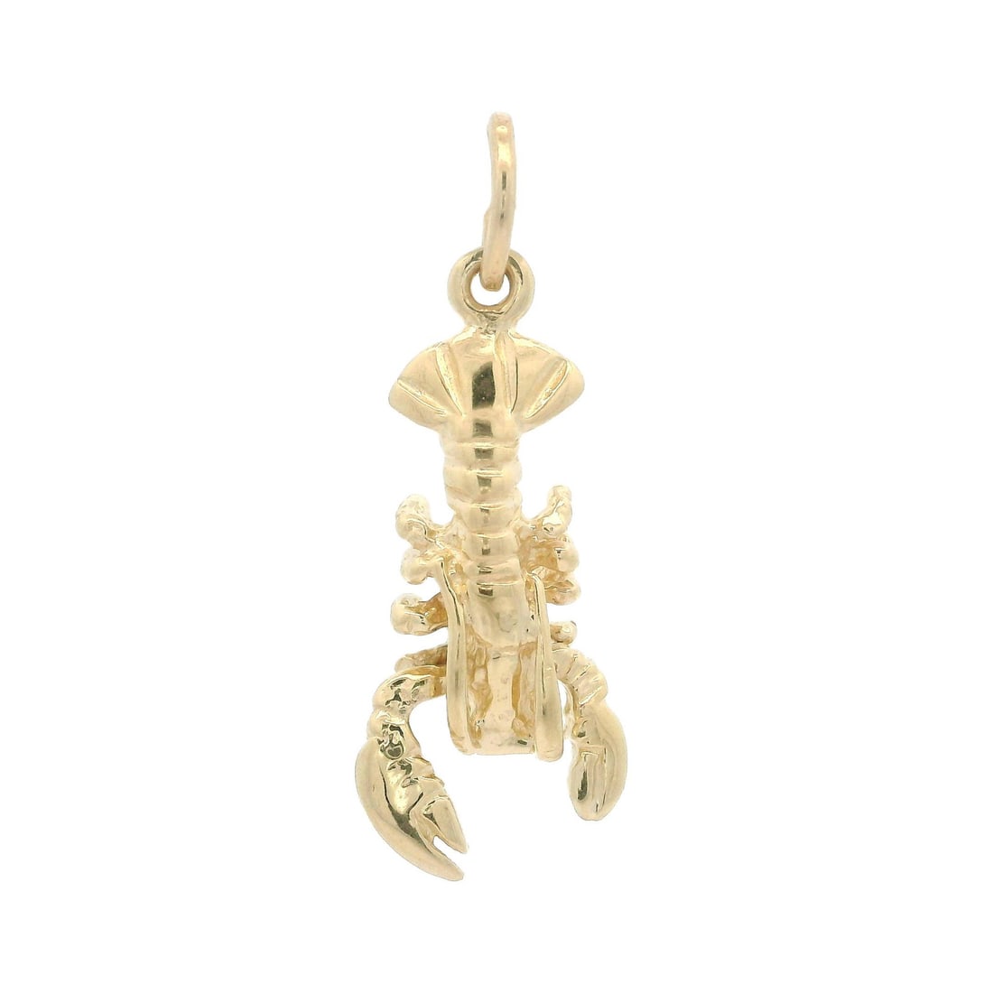 14k Yellow Gold Lobster Charm Pendant with Moveable Claws: 14k Yellow Gold Lobster Charm Pendant with Moveable Claws This exquisite charm pendant features a meticulously detailed lobster design crafted from solid 14k yellow gold. The charm showcases moveable