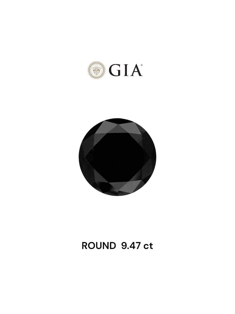 Loose Diamond - ROUND 9.47ct Fancy Black VVS2: Loose Diamond - ROUND 9.47ct Fancy Black VVS2 Source: Natural Shape: ROUND Carats: 9.47 Color: Fancy Black Certification: GIA Video:
