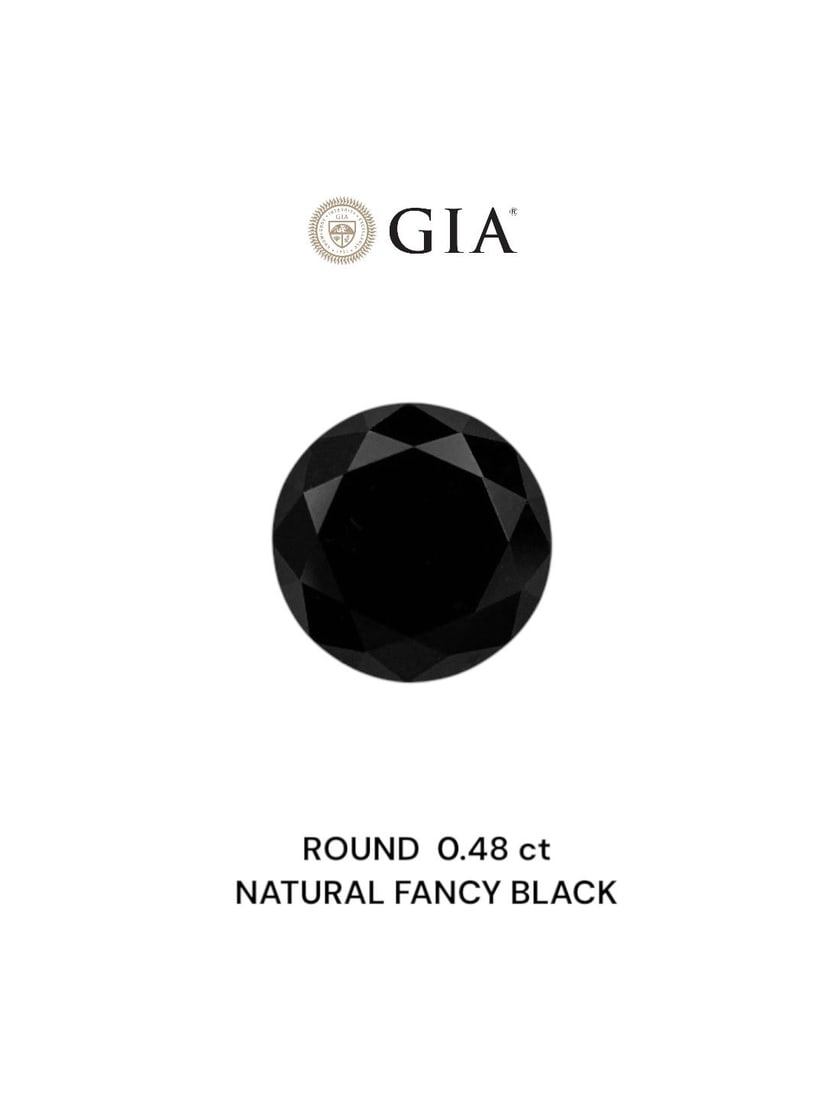 Loose Diamond - ROUND 0.48ct Fancy Black VVS2: Loose Diamond - ROUND 0.48ct Fancy Black VVS2 Source: Natural Shape: ROUND Carats: 0.48 Color: Fancy Black Certification: GIA Video: