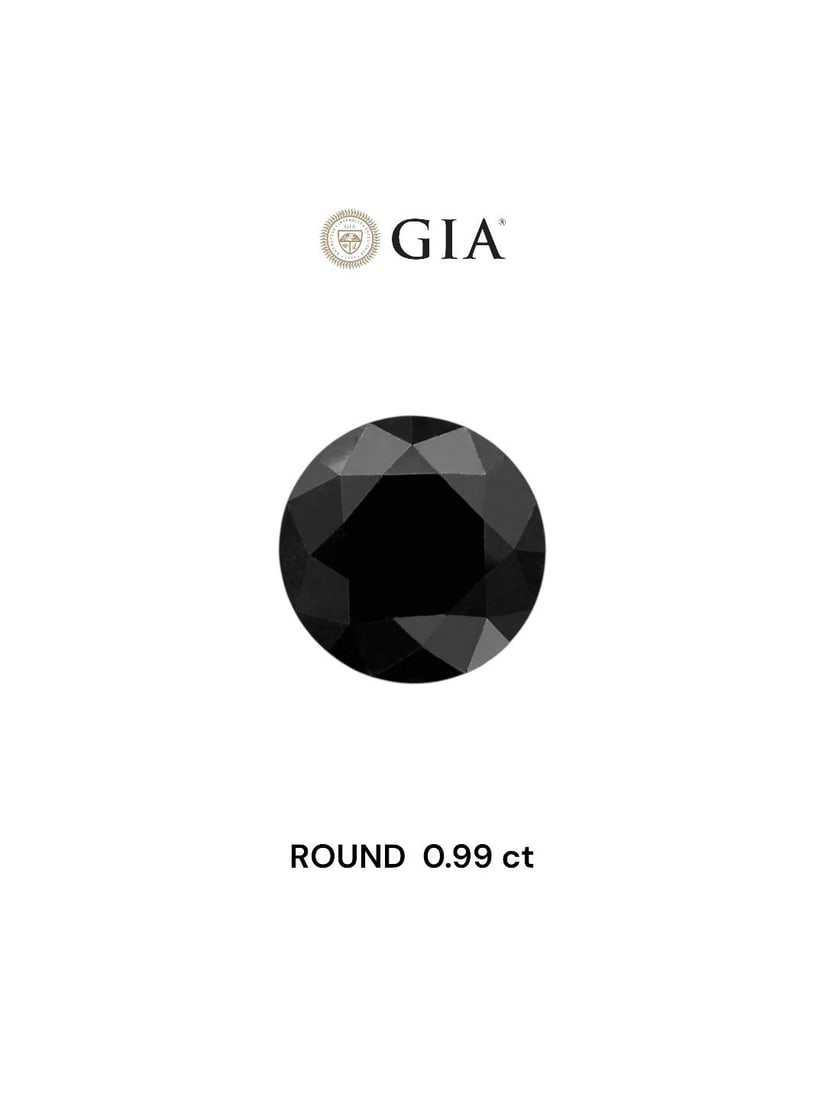 Loose Diamond - ROUND 0.99ct Fancy Black VVS2: Loose Diamond - ROUND 0.99ct Fancy Black VVS2 Source: Natural Shape: ROUND Carats: 0.99 Color: Fancy Black Certification: GIA Video: