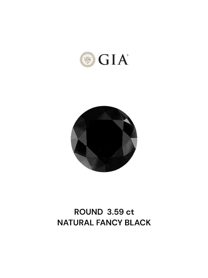Loose Diamond - ROUND 3.59ct Fancy Black VVS2: Loose Diamond - ROUND 3.59ct Fancy Black VVS2 Source: Natural Shape: ROUND Carats: 3.59 Color: Fancy Black Certification: GIA Video: