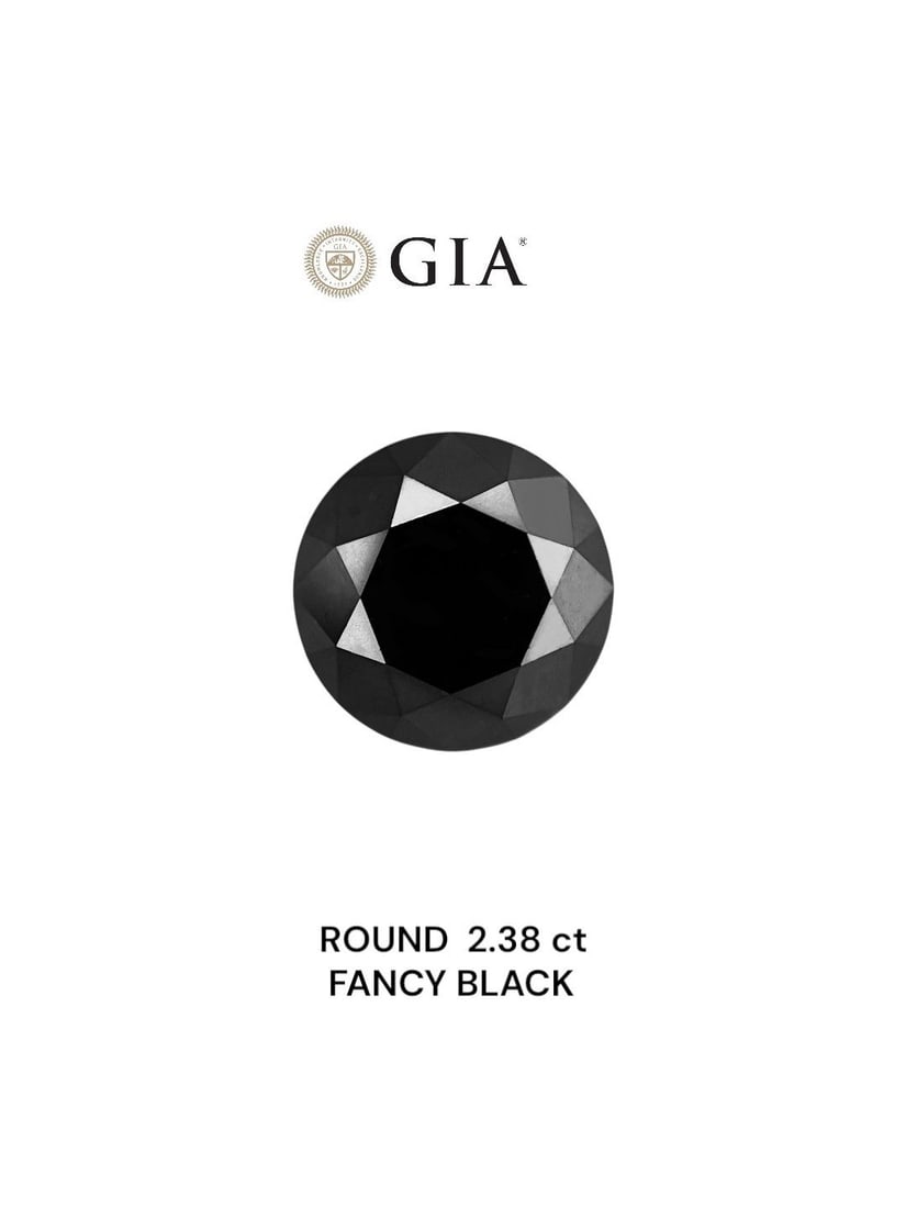 Loose Diamond - ROUND 2.39ct Black: Loose Diamond - ROUND 2.39ct Black Source: Natural Shape: ROUND Carats: 2.39 Color: Black Certification: IGI Video: