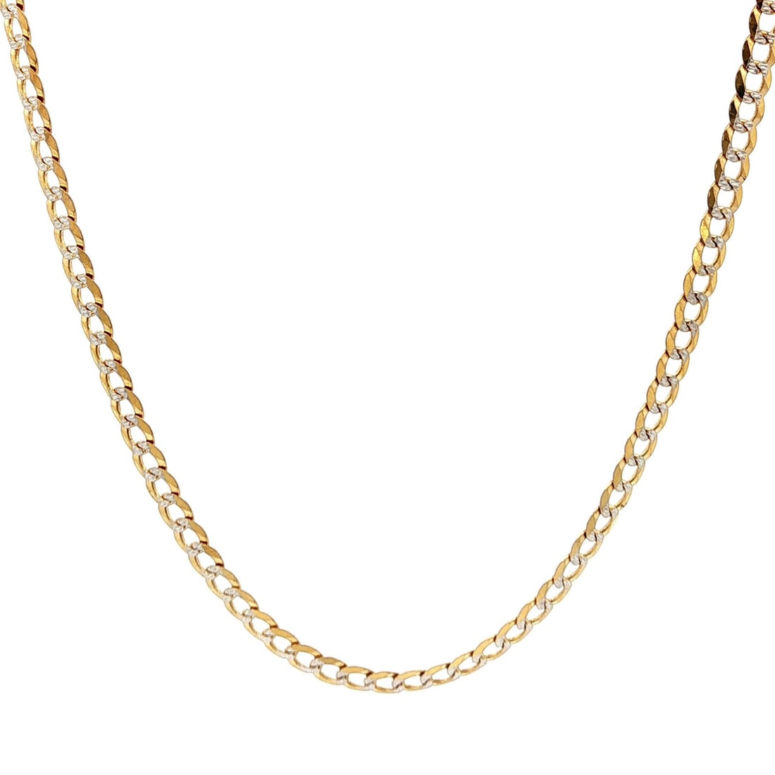 Men's 14k Two Tone Gold 20" Diamond Cut Cuban Link Necklace: Men's 14k Two Tone Gold 20" Diamond Cut Cuban Link Necklace This Men's Classic Necklace features a stunning design crafted from solid 14k yellow and white gold. The necklace showcases a 3.1mm diamond