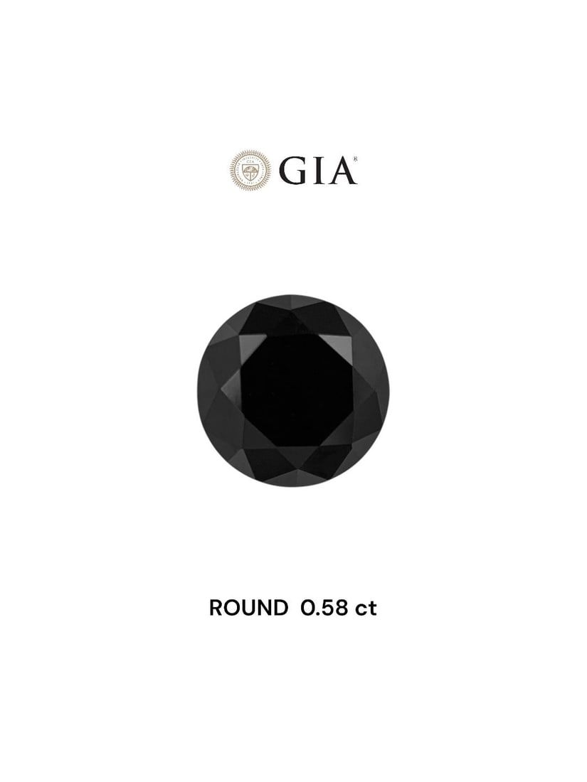 Loose Diamond - ROUND 0.58ct Fancy Black VVS2: Loose Diamond - ROUND 0.58ct Fancy Black VVS2 Source: Natural Shape: ROUND Carats: 0.58 Color: Fancy Black Certification: GIA The Diamond Depot Guarantee: All items in this auction are guaranteed to b