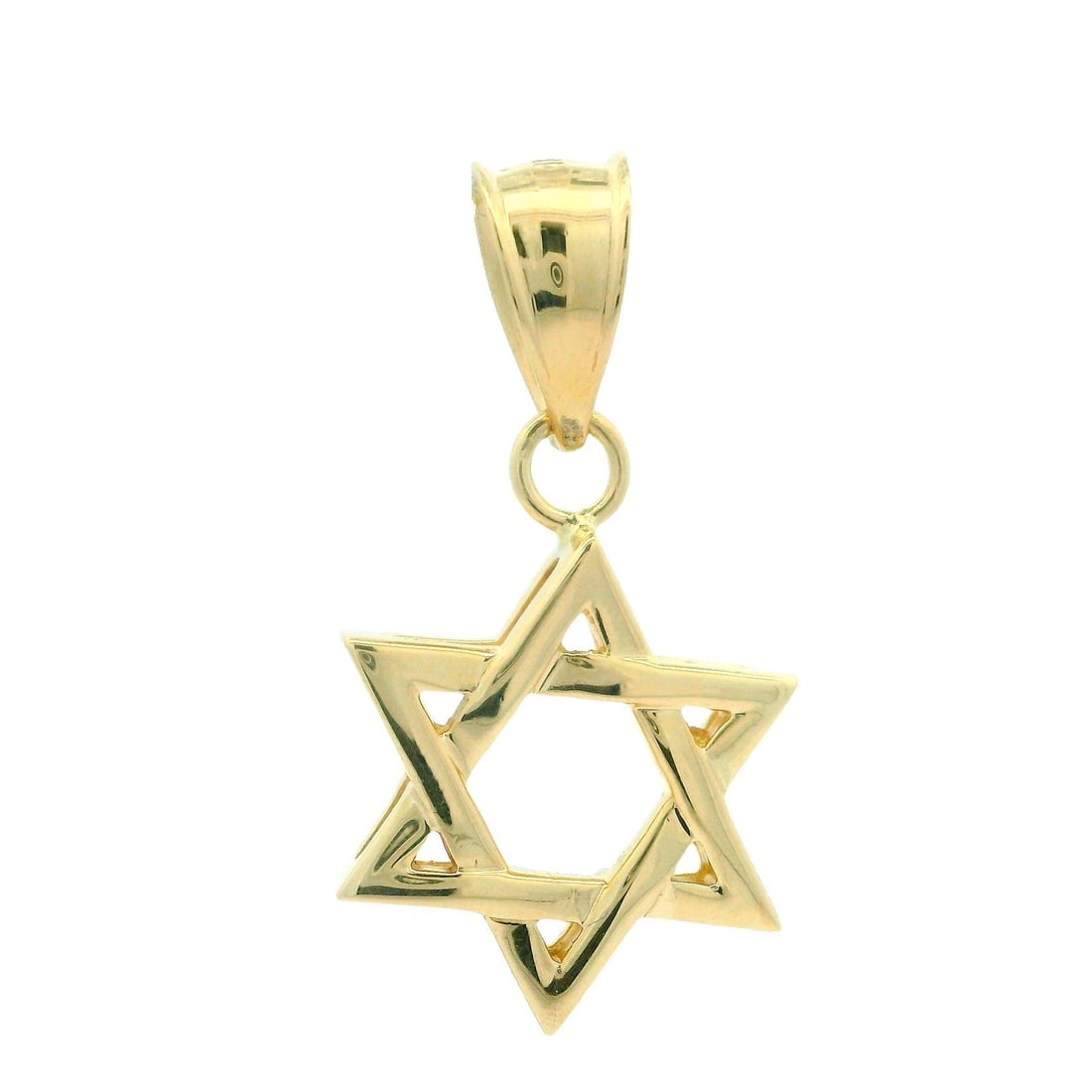 14k Yellow Gold Double Layer Star of David Charm Pendant: 14k Yellow Gold Double Layer Star of David Charm Pendant This exquisite Estate 14k Yellow Gold Open Work Double Layer Star of David Charm Pendant showcases a beautiful and intricate design. Crafted fr