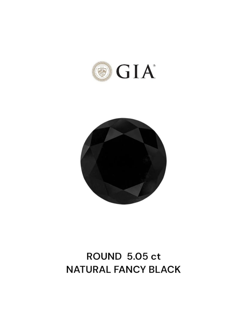 Loose Diamond - ROUND 5.05ct Fancy Black VVS2: Loose Diamond - ROUND 5.05ct Fancy Black VVS2 Source: Natural Shape: ROUND Carats: 5.05 Color: Fancy Black Certification: GIA Video: