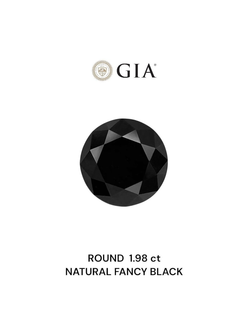Loose Diamond - ROUND 1.98ct Fancy Black VVS2: Loose Diamond - ROUND 1.98ct Fancy Black VVS2 Source: Natural Shape: ROUND Carats: 1.98 Color: Fancy Black Certification: GIA Video: