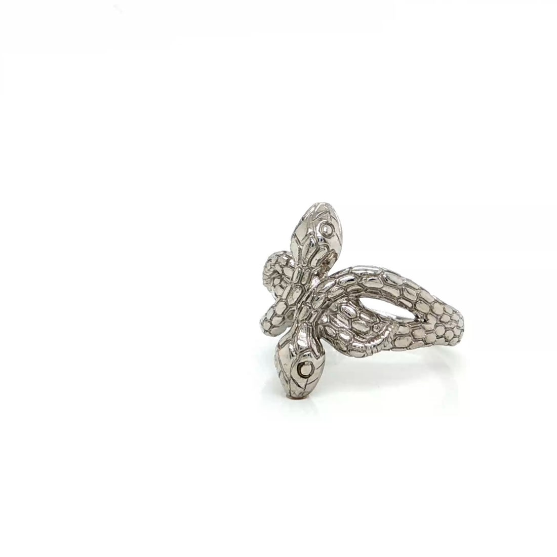 Size 5.5 Solid Platinum Ring Featuring Double Serpent Bypass Design - 2