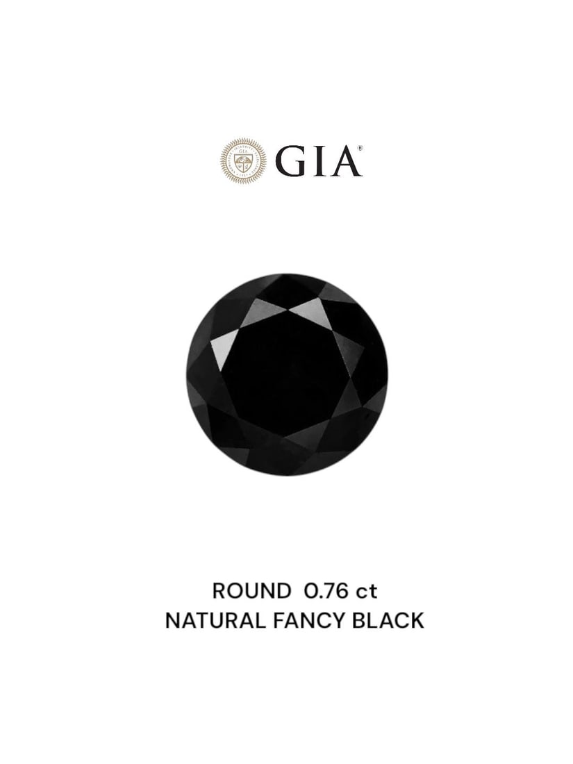 Loose Diamond - ROUND 0.76ct Fancy Black VVS2: Loose Diamond - ROUND 0.76ct Fancy Black VVS2 Source: Natural Shape: ROUND Carats: 0.76 Color: Fancy Black Certification: GIA Video: