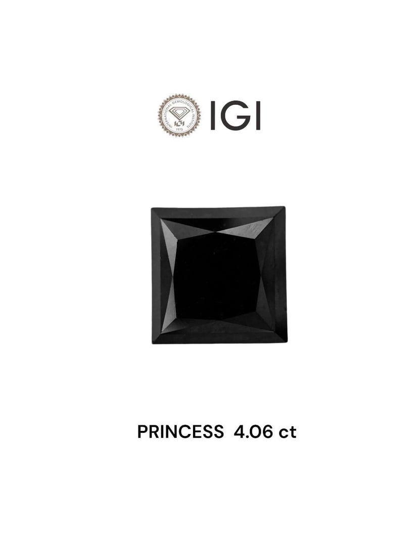 Loose Diamond - PRINCESS 4.06ct Black: Loose Diamond - PRINCESS 4.06ct Black Source: Natural Shape: PRINCESS Carats: 4.06 Color: Black Certification: IGI Video: