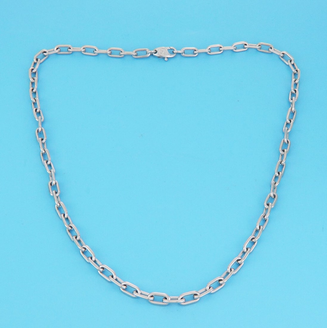 18k White Gold Spartacus Necklace by Cartier with Oval Links and Papers 18 Inch: 18k White Gold Spartacus Necklace by Cartier with Oval Links and Papers 18 Inch This authentic Cartier Spartacus necklace is crafted from solid 18k white gold and features bold oval links for a sleek,