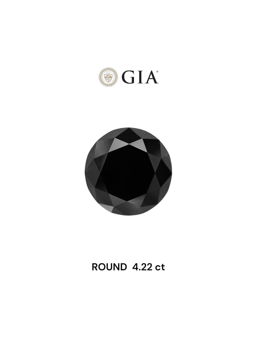 Loose Diamond - ROUND 4.22ct Fancy Black VVS2: Loose Diamond - ROUND 4.22ct Fancy Black VVS2 Source: Natural Shape: ROUND Carats: 4.22 Color: Fancy Black Certification: GIA Video: