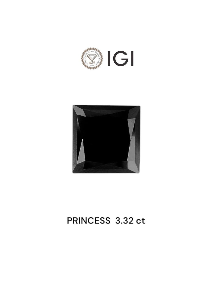 Loose Diamond - PRINCESS 3.32ct Black: Loose Diamond - PRINCESS 3.32ct Black Source: Natural Shape: PRINCESS Carats: 3.32 Color: Black Certification: IGI Video: