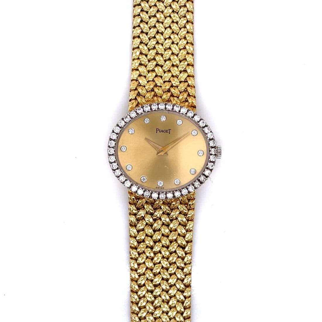 Piaget 18K Yellow Gold Ladies Cocktail Watch with Diamond Bezel: Piaget 18K Yellow Gold Ladies Cocktail Watch with Diamond Bezel This exquisite Piaget 18K Yellow Gold Ladies Cocktail Watch showcases a luxurious design, perfect for any elegant occasion. Weighing 66.