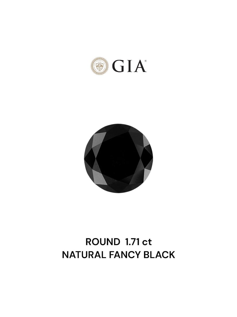 Loose Diamond - ROUND 1.71ct Fancy Black VVS2: Loose Diamond - ROUND 1.71ct Fancy Black VVS2 Source: Natural Shape: ROUND Carats: 1.71 Color: Fancy Black Certification: GIA Video: