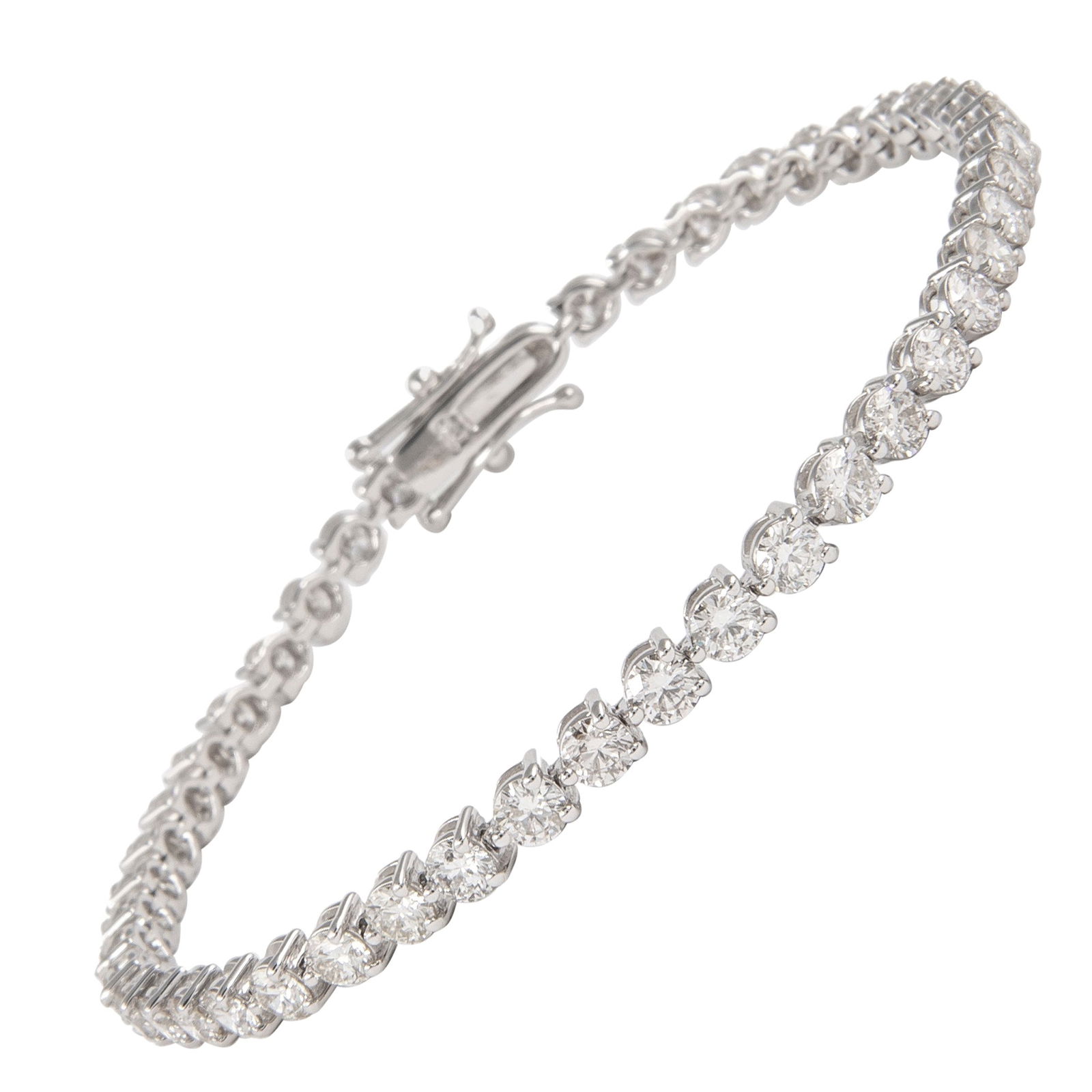 5.19ct Diamond Tennis Bracelet 18k White Gold Modern Design (1 of 4)