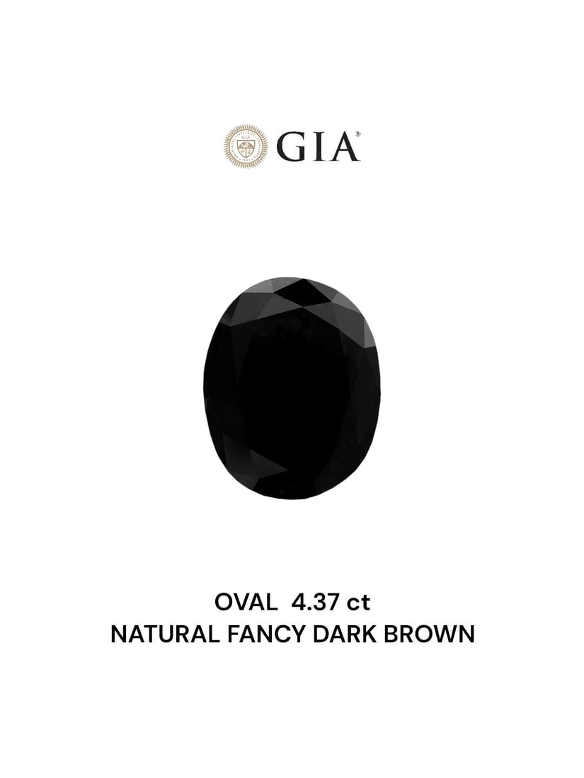 Loose Diamond - OVAL 4.37ct Fancy Dark Brown VVS2: Loose Diamond - OVAL 4.37ct Fancy Dark Brown VVS2 Source: Natural Shape: OVAL Carats: 4.37 Color: Fancy Dark Brown Certification: GIA Video: