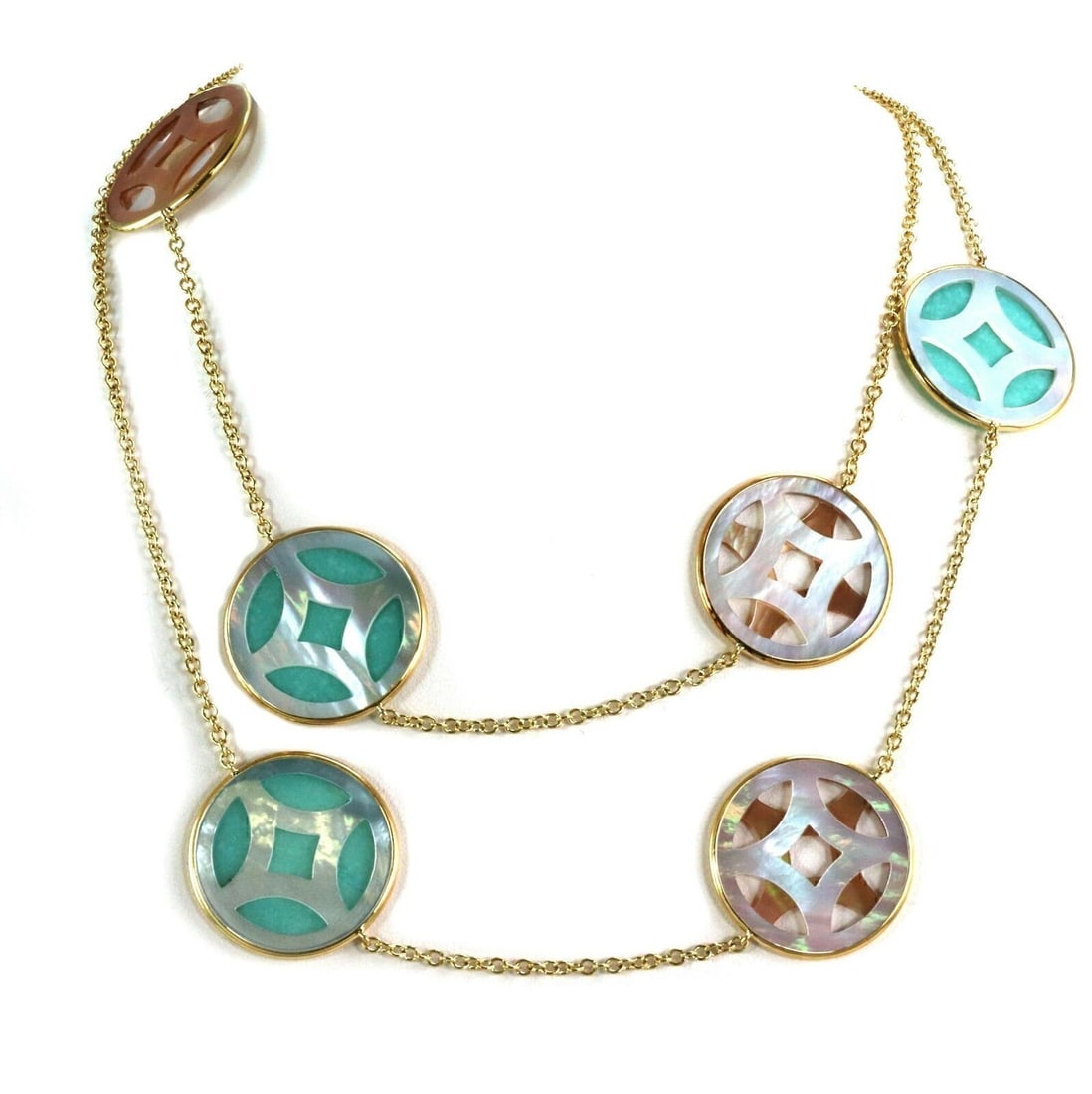 37 Inch Ippolita Isola 18k Yellow Gold Rock Candy Circle Necklace: 37 Inch Ippolita Isola 18k Yellow Gold Rock Candy Circle Necklace This Ippolita Rock Candy Isola necklace is crafted from 18k yellow gold and features a unique chain station design with circular secti