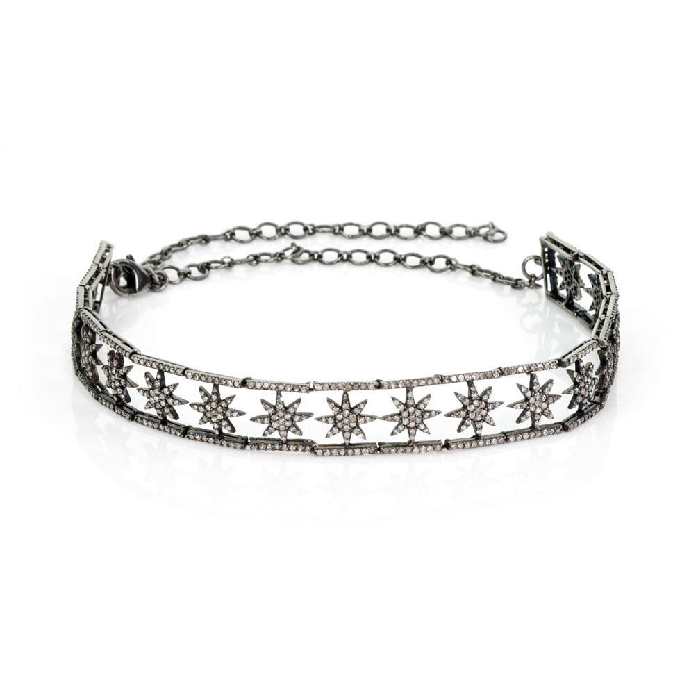 Victorian Style 5.50ct Diamond Dark Silver Choker Necklace 925: Victorian Style 5.50ct Diamond Dark Silver Choker Necklace 925 Embrace elegance with this stunning Victorian-style choker necklace crafted in darkened sterling silver, showcasing a smooth polished fin