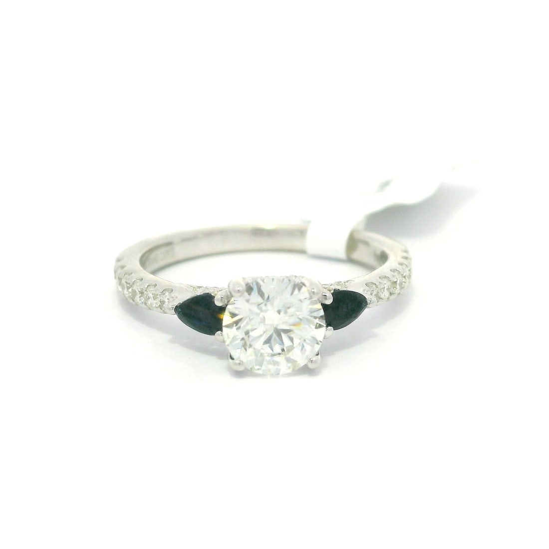 Vera Wang Love 1.20ctw Diamond Blue Sapphire Engagement Ring: Vera Wang Love 1.20ctw Diamond Blue Sapphire Engagement Ring This exquisite engagement ring from the Vera Wang Love Collection features a stunning combination of diamonds and blue sapphires. The cente