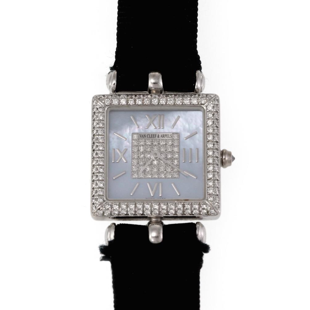 Van Cleef & Arpels Classique 18k White Gold Diamond Ladies Watch: Van Cleef & Arpels Classique 18k White Gold Diamond Ladies Watch Experience elegance with this stunning Van Cleef & Arpels Classique ladies wristwatch, crafted from luxurious 18k white gold. The watch