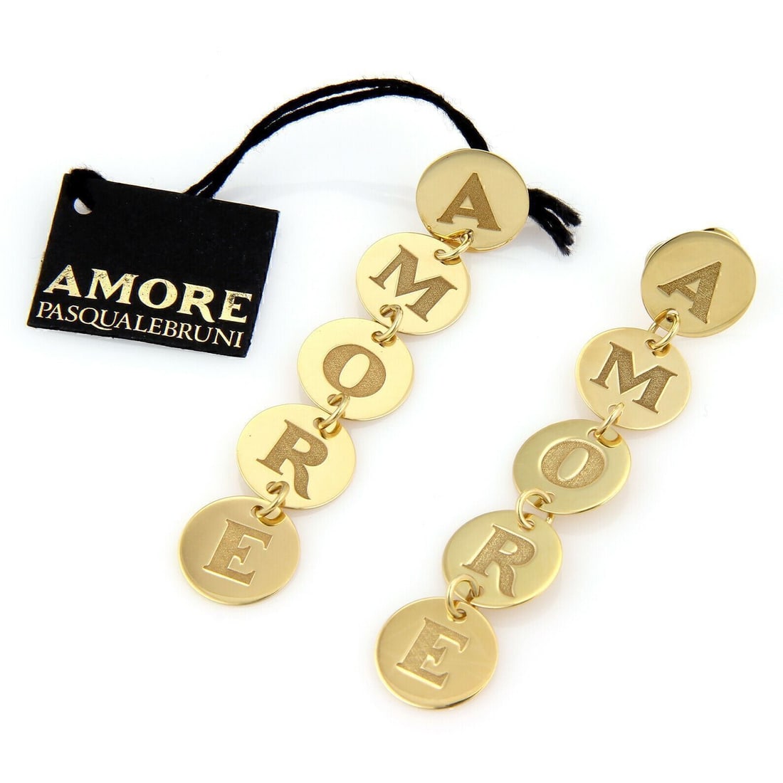 AMORE 18k Yellow Gold Dangle Earrings by Pasquale Bruni: AMORE 18k Yellow Gold Dangle Earrings by Pasquale Bruni These Pasquale Bruni AMORE long dangle drop earrings are crafted from 18k yellow gold. Featuring a signature design by Pasquale Bruni, the earri