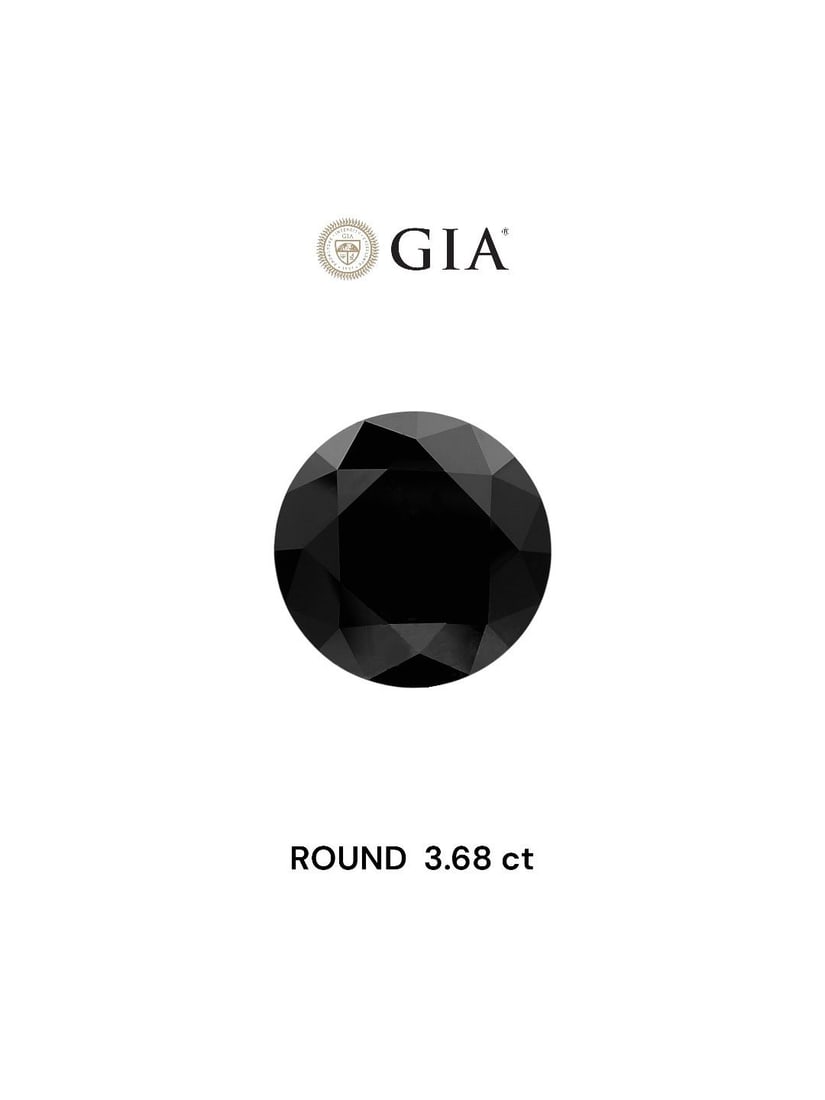 Loose Diamond - ROUND 3.68ct Fancy Black VVS2: Loose Diamond - ROUND 3.68ct Fancy Black VVS2 Source: Natural Shape: ROUND Carats: 3.68 Color: Fancy Black Certification: GIA Video: