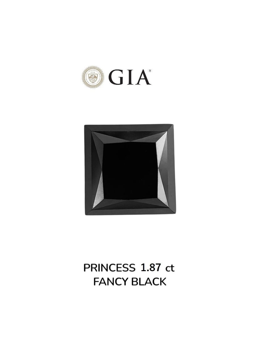 Loose Diamond - PRINCESS 1.87ct Fancy Black VVS2: Loose Diamond - PRINCESS 1.87ct Fancy Black VVS2 Source: Natural Shape: PRINCESS Carats: 1.87 Color: Fancy Black Certification: GIA Video: