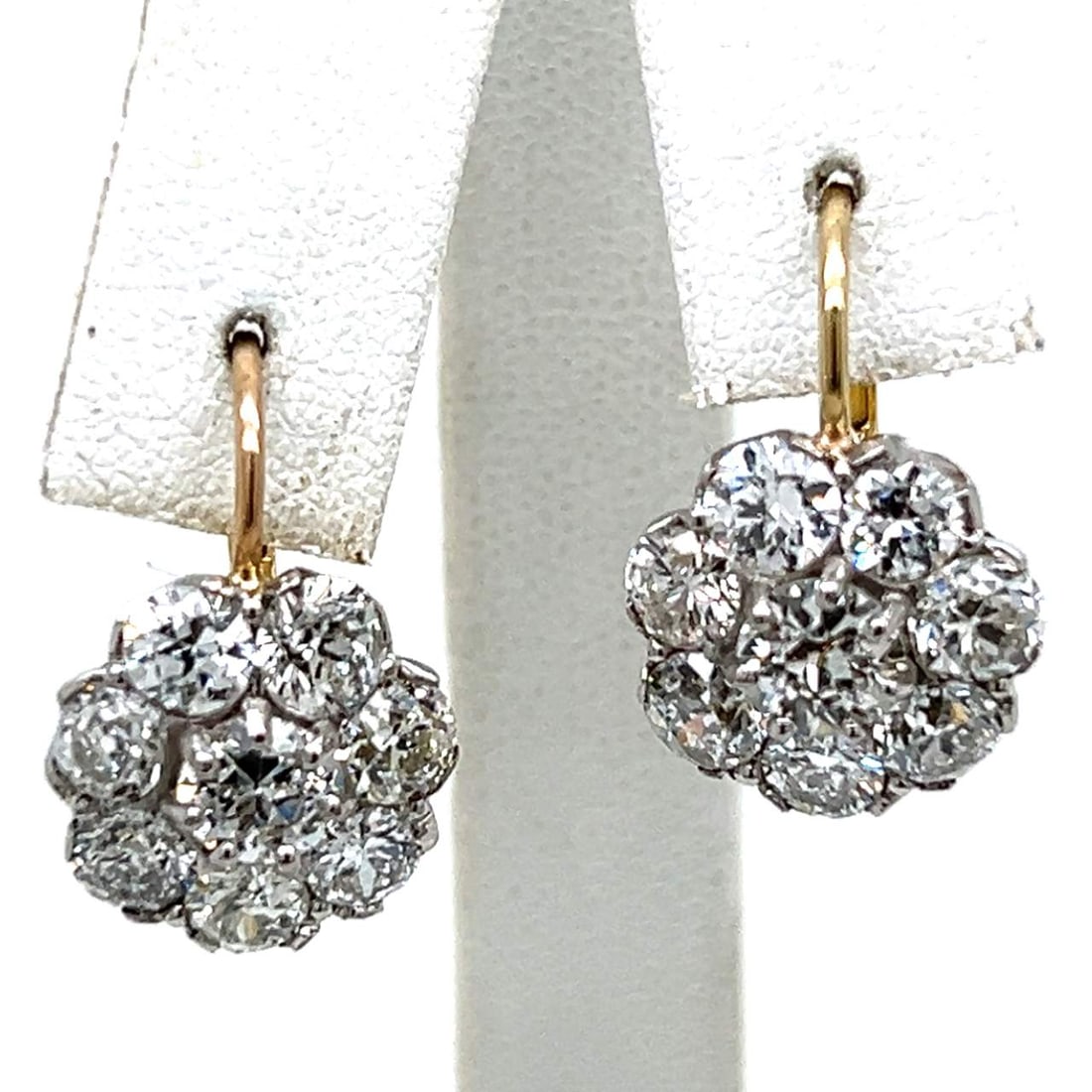 18K Yellow Gold Platinum 3.80 Ct Diamond Earrings G-H VS1-SI2 (1 of 3)