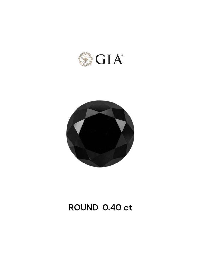 Loose Diamond - ROUND 0.4ct Fancy Black VVS2: Loose Diamond - ROUND 0.4ct Fancy Black VVS2 Source: Natural Shape: ROUND Carats: 0.4 Color: Fancy Black Certification: GIA The Diamond Depot Guarantee: All items in this auction are guaranteed to