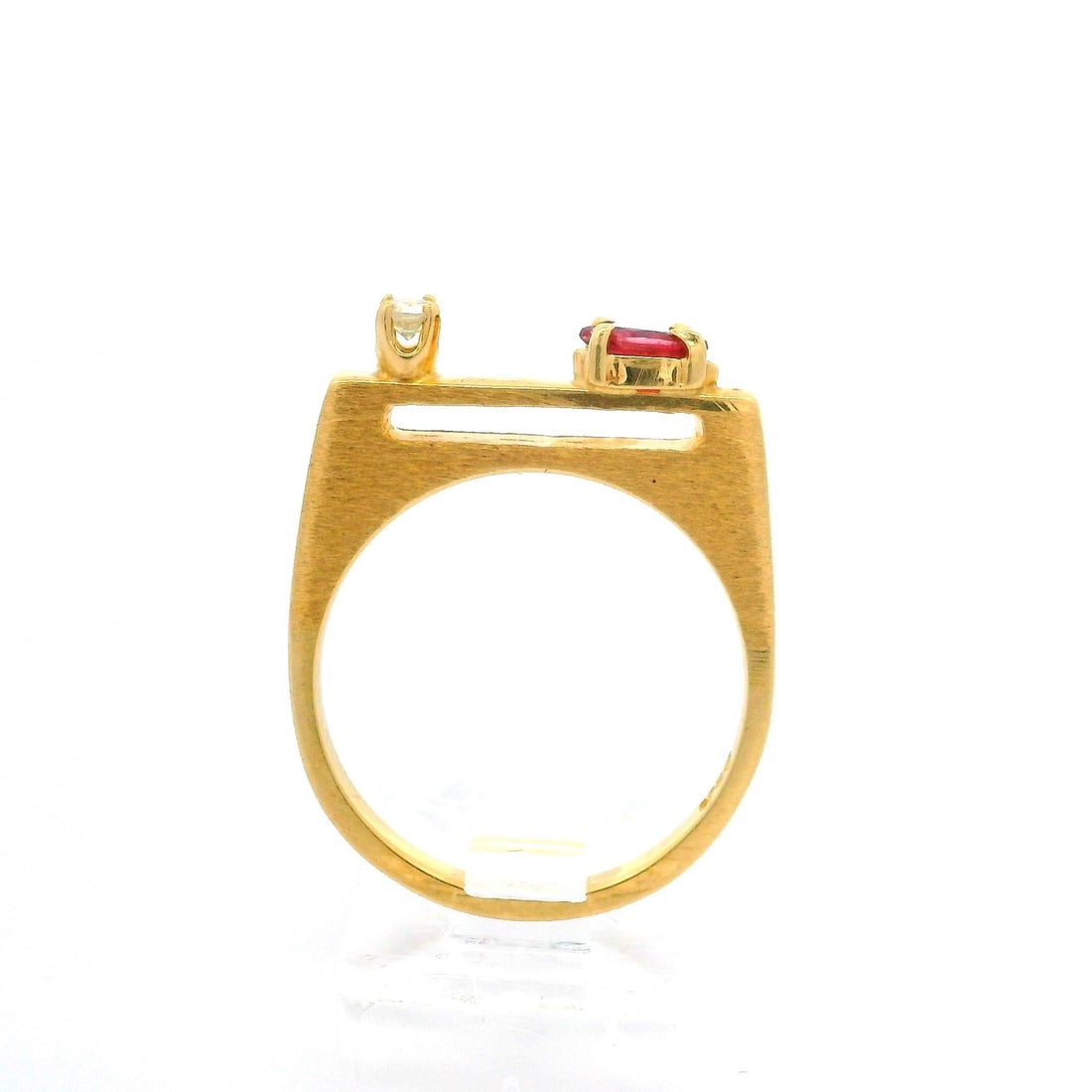 14k Yellow Gold Ruby Diamond Stackable Ring Size 6.5 - 4