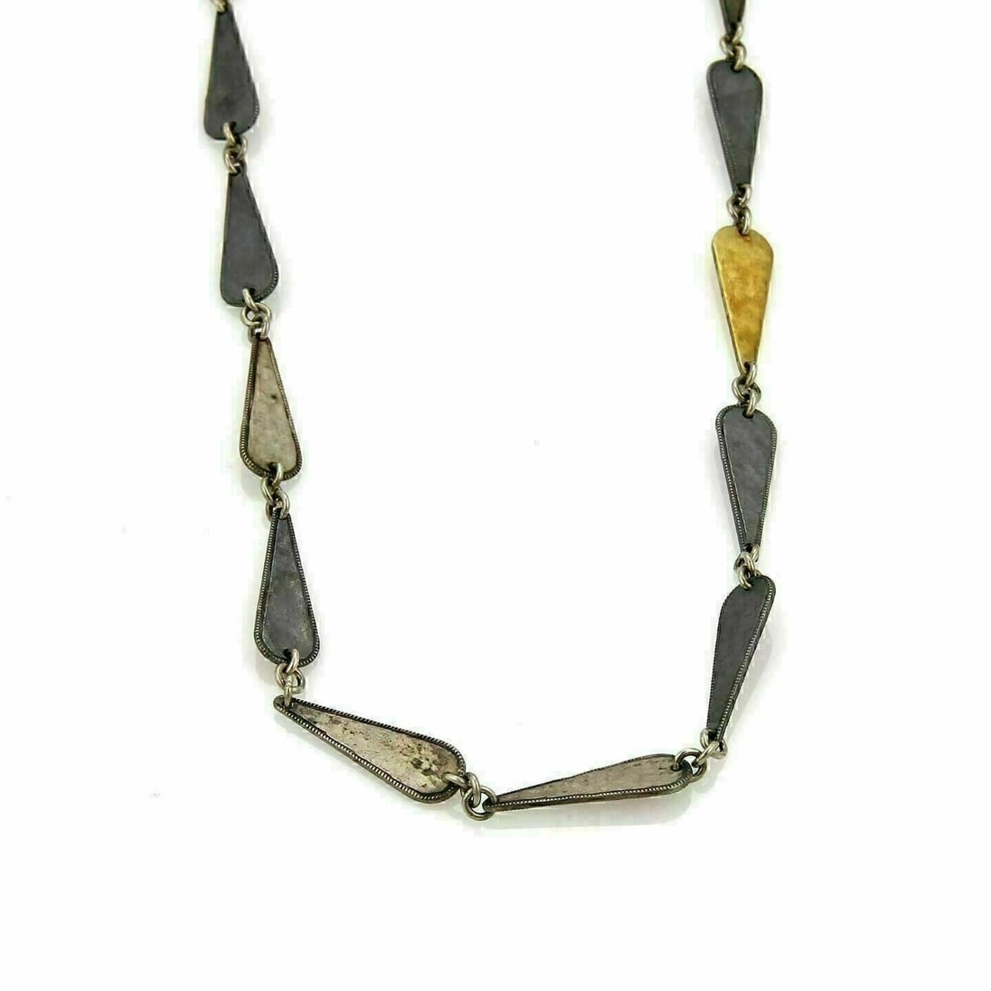 Long Sterling Silver Necklace with 24k Gold Overlay Contour Design by Gurhan (1 of 6)