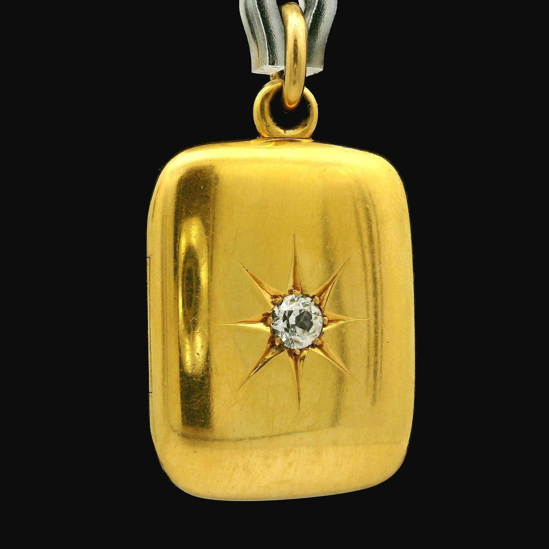 Antique Victorian 18k Yellow Gold Star Pave Locket Pendant (1 of 6)