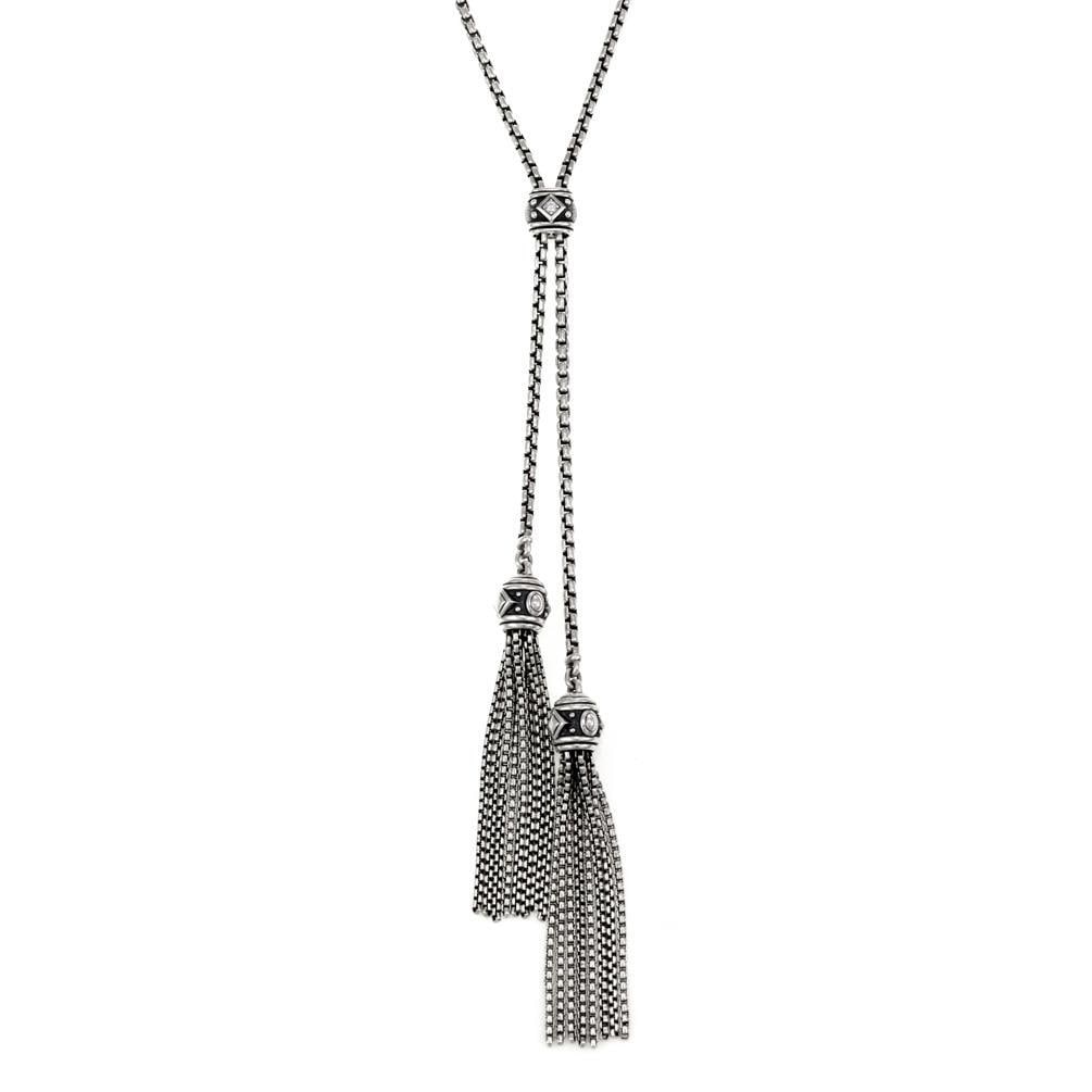 David Yurman Renaissance Necklace Sterling Silver Diamond Tassel Pendant (1 of 4)