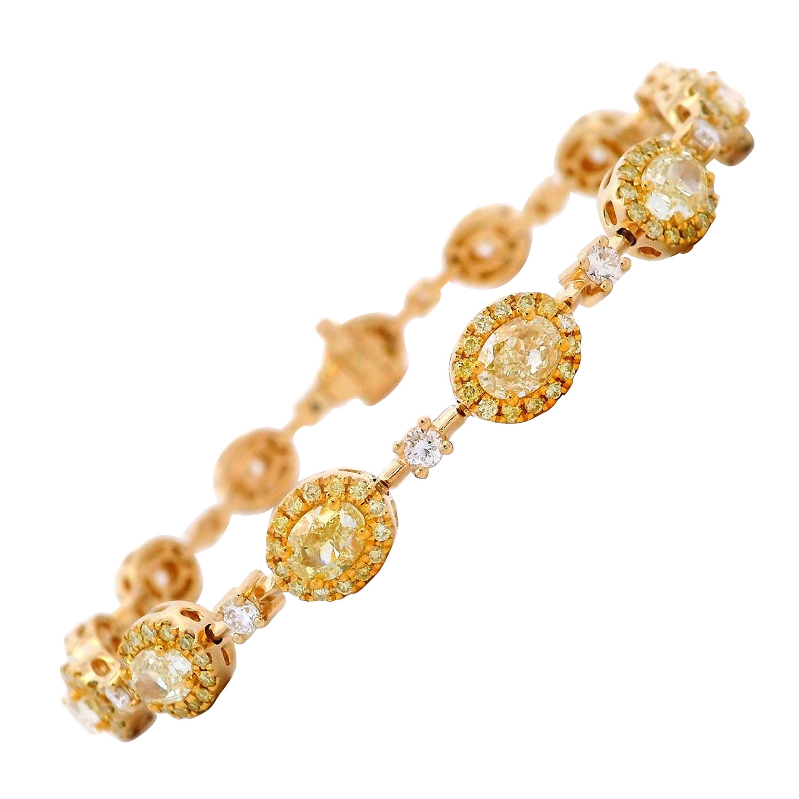 6.82ct Oval Yellow Diamond Bracelet 18k Gold (1 of 4)