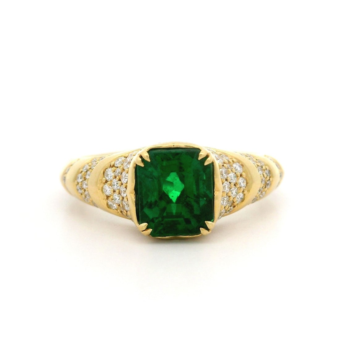 Kat Florence 18k Yellow Gold 2.52ct Emerald D Flawless Diamond Cocktail Ring (1 of 11)