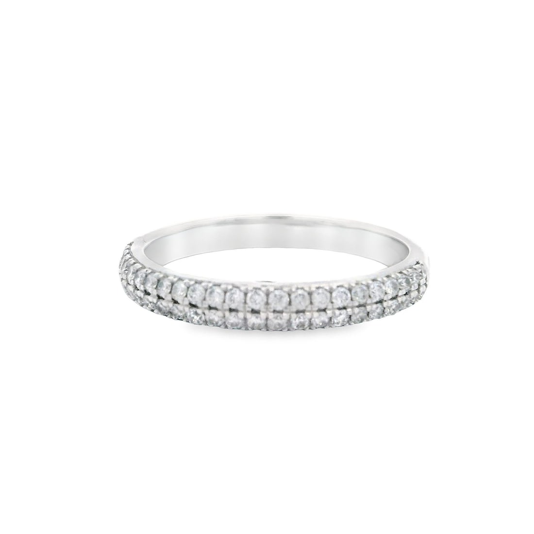 10k White Gold Diamond Dual Row Micro Pave Band Ring 0.30ctw (1 of 4)