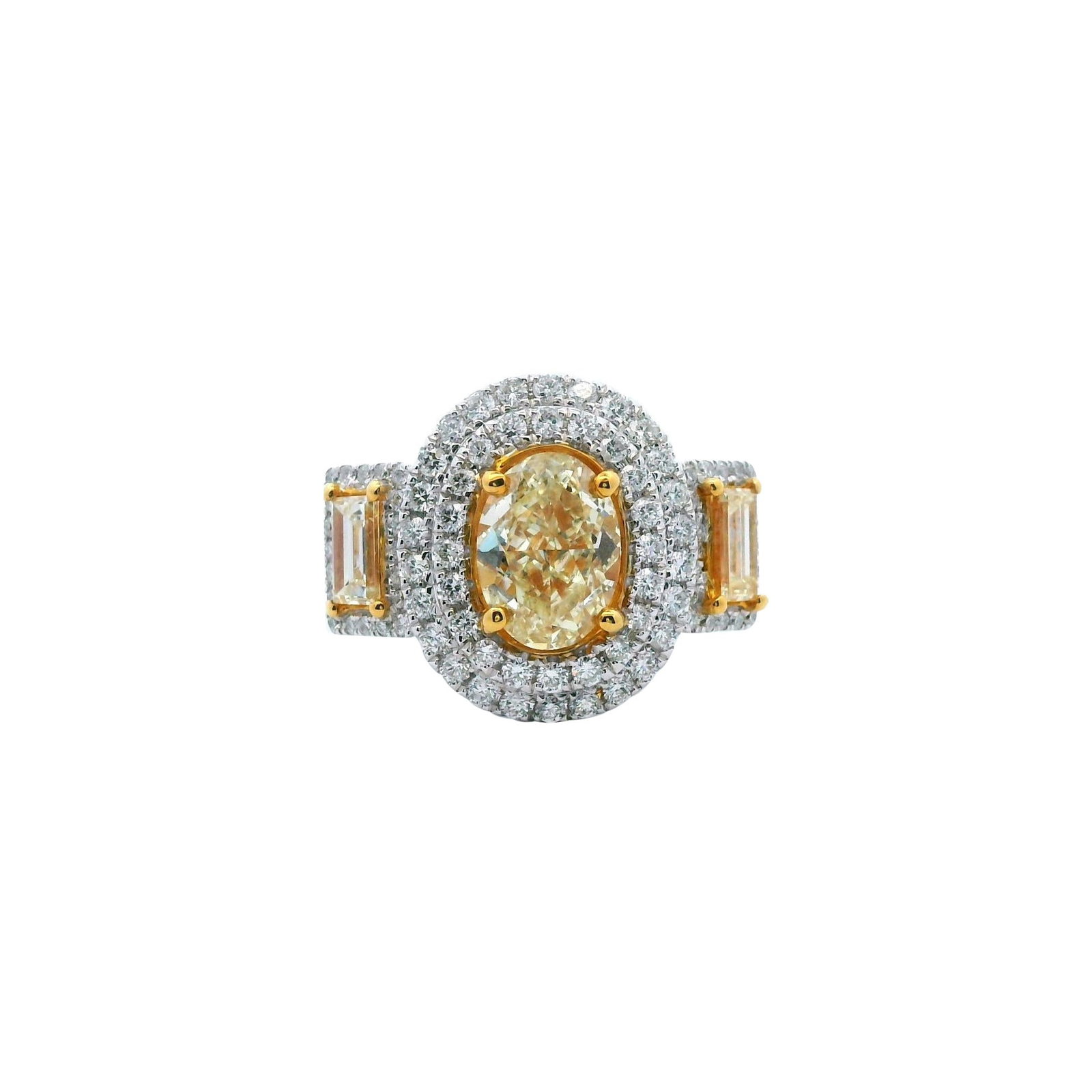 3.03ct Fancy Intense Yellow Diamond Halo Ring 18k Gold EGL Certified (1 of 4)